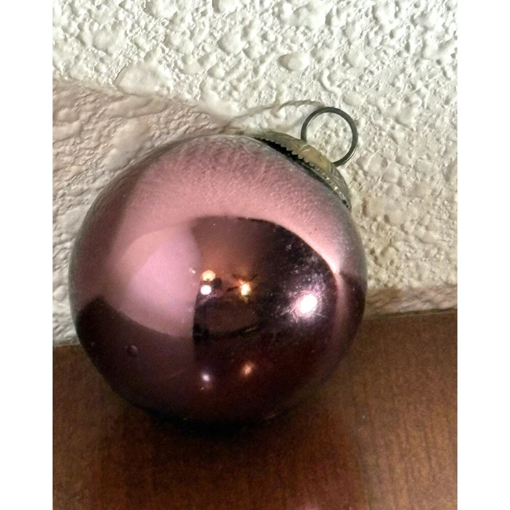 Vintage Kugel Midwest Licensed Reproduction 3” Glass Amethyst / Purple Ornament
